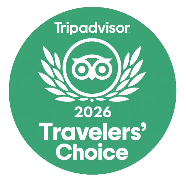 Tripadvisor 2026 Travelers' Choice logo in a green circle.